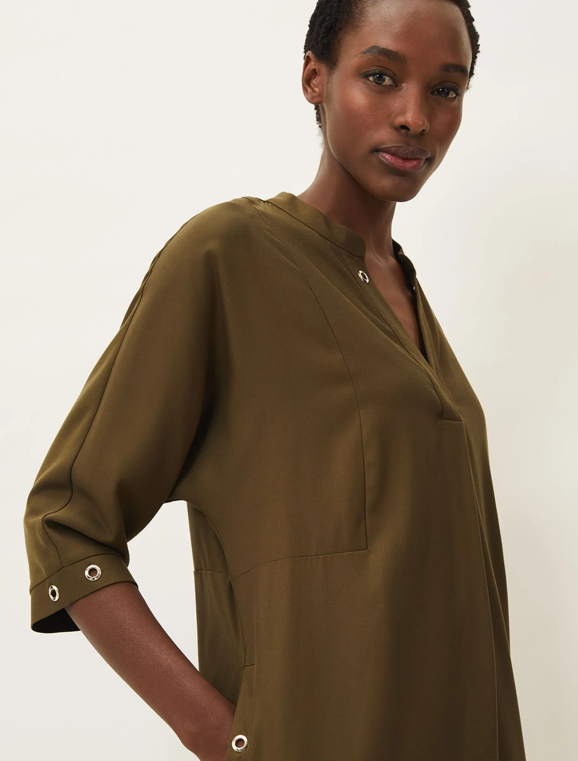 Dresses^Phase Eight Kiran Eyelet Tunic Dress Khaki