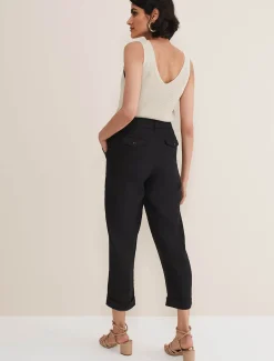 Trousers & Shorts^Phase Eight Klarra Tapered Linen Trouser Black