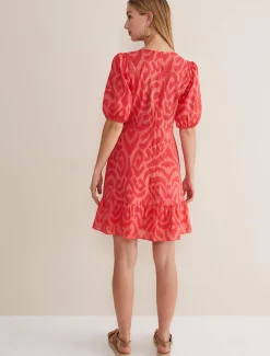 Dresses^Phase Eight Krystal Cotton Abstract Mini Dress Pink/Red