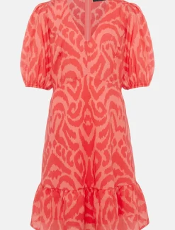 Dresses^Phase Eight Krystal Cotton Abstract Mini Dress Pink/Red
