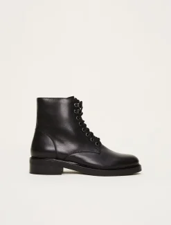 Boots^Phase Eight Lace Up Leather Flat Boots Black
