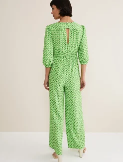 Dresses^Phase Eight Lacey Abstract Wide Leg Jumpsuit Green