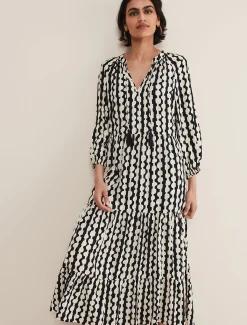 Dresses^Phase Eight Lara Midi Dress Black/Ivory