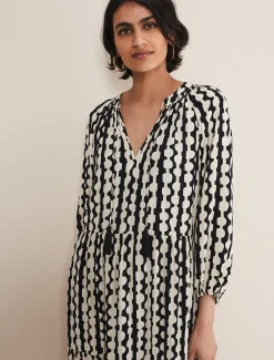 Dresses^Phase Eight Lara Midi Dress Black/Ivory