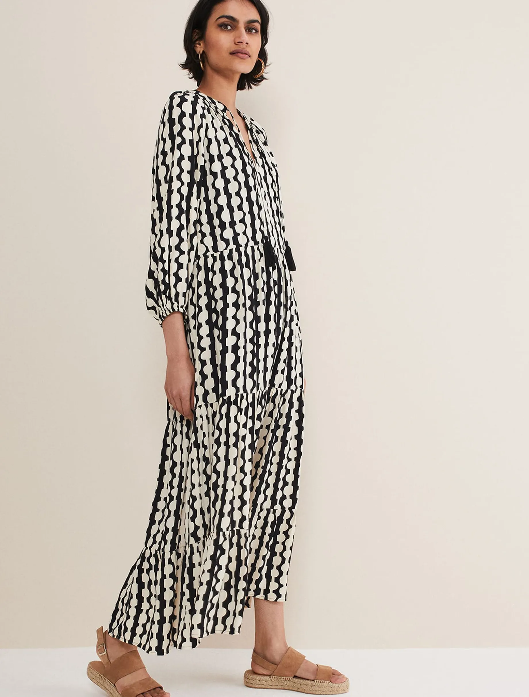 Dresses^Phase Eight Lara Midi Dress Black/Ivory