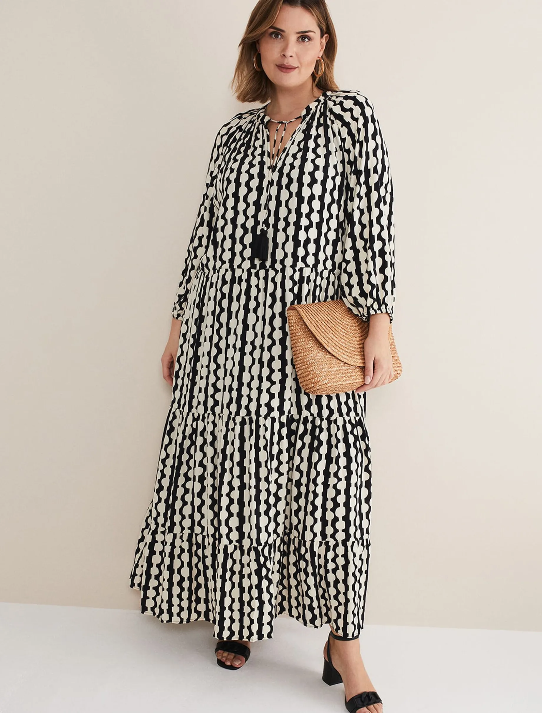 Dresses^Phase Eight Lara Midi Dress Black/Ivory