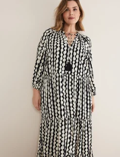 Dresses^Phase Eight Lara Midi Dress Black/Ivory