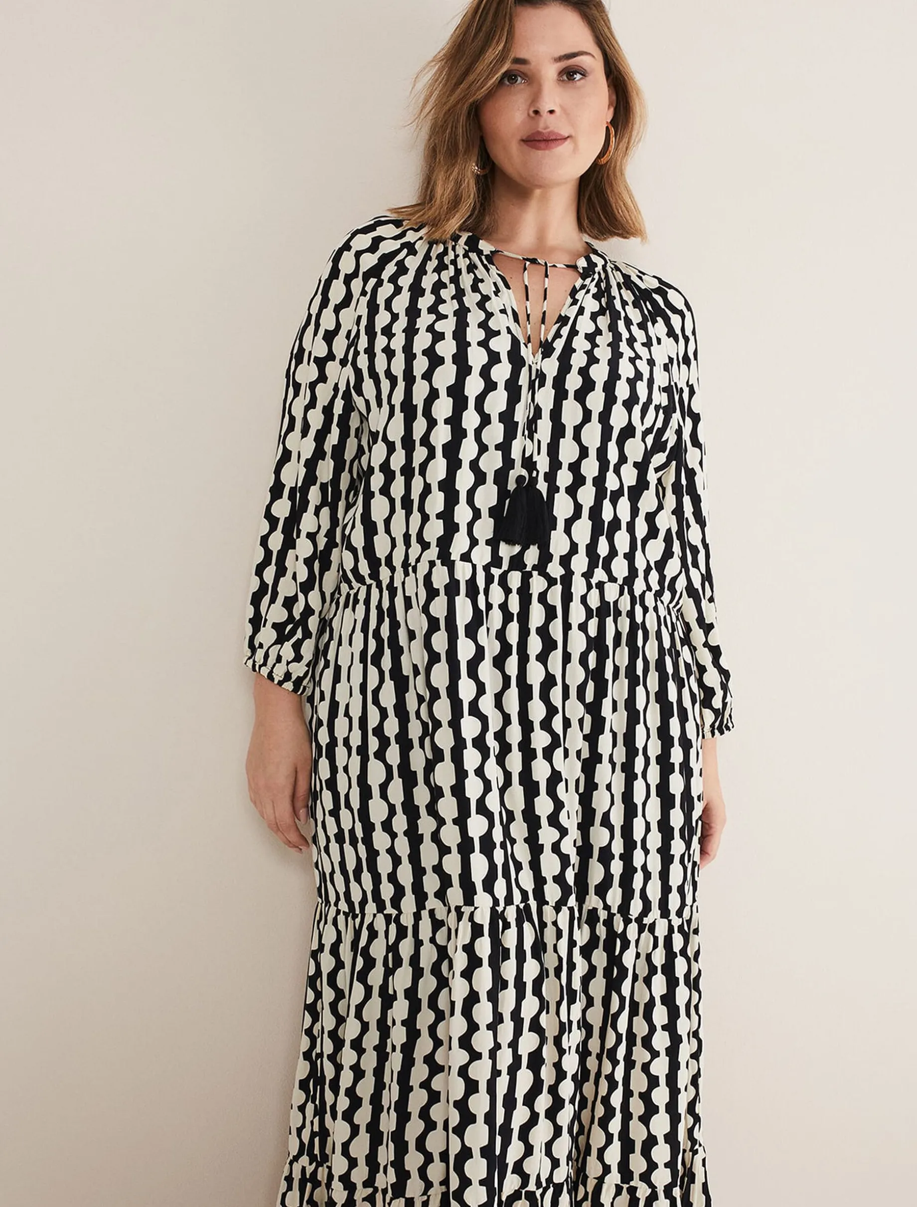 Dresses^Phase Eight Lara Midi Dress Black/Ivory