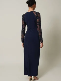 Dresses^Phase Eight Layton Sequin Jersey Maxi Dress Navy