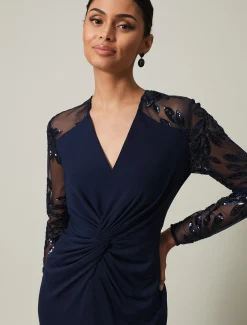 Dresses^Phase Eight Layton Sequin Jersey Maxi Dress Navy