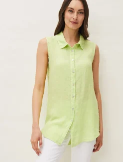 Shirts & Blouses^Phase Eight Leanne Linen Shirt Lime