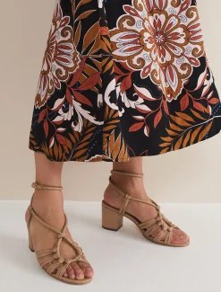 Sandals & Wedges^Phase Eight Leather Ankle Strap Sandal Shoe Tan
