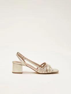 Sandals & Wedges^Phase Eight Leather Block Heels Gold