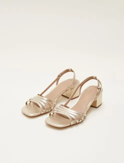 Sandals & Wedges^Phase Eight Leather Block Heels Gold