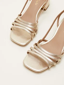 Sandals & Wedges^Phase Eight Leather Block Heels Gold