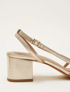Sandals & Wedges^Phase Eight Leather Block Heels Gold