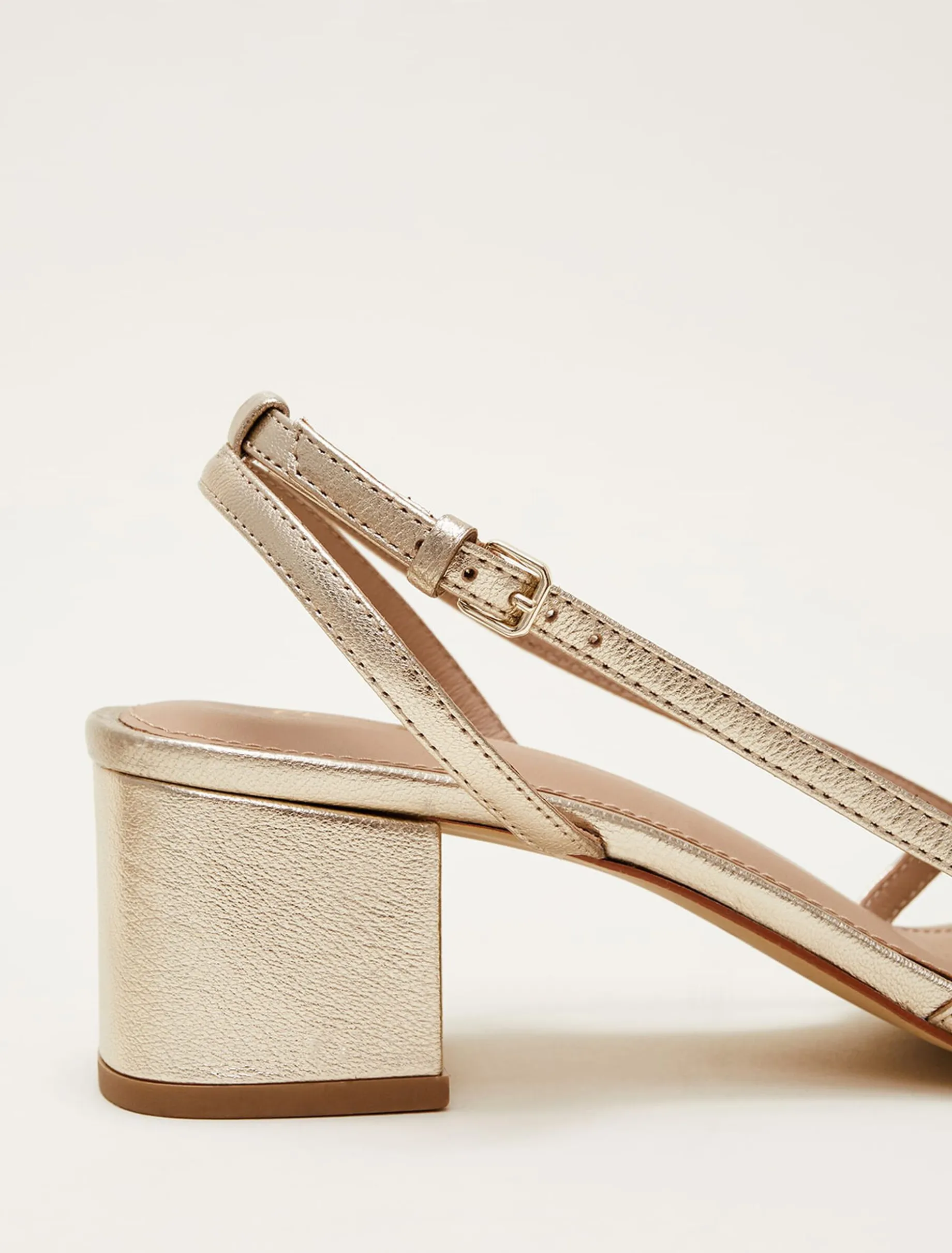 Sandals & Wedges^Phase Eight Leather Block Heels Gold