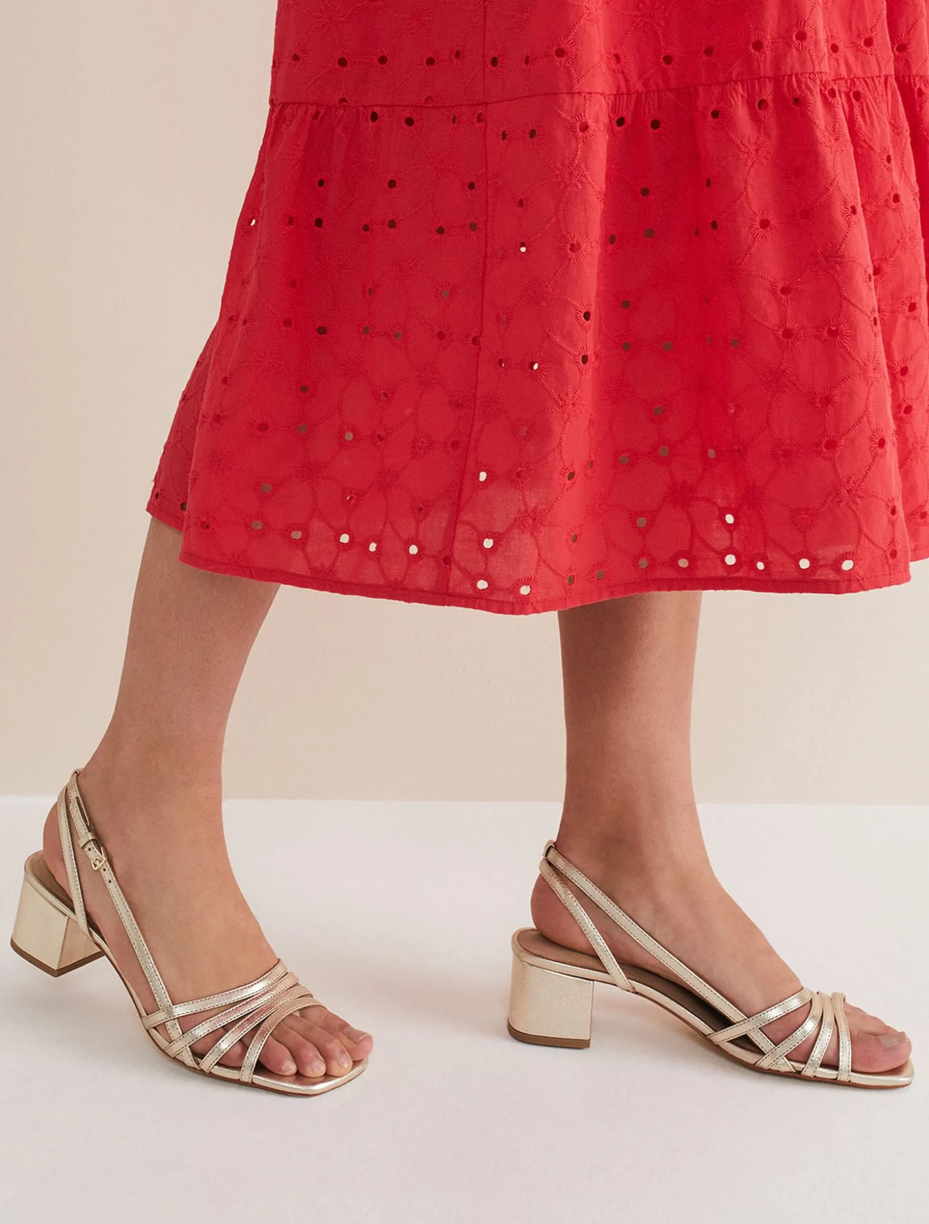 Sandals & Wedges^Phase Eight Leather Block Heels Gold