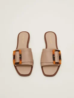 Sandals & Wedges^Phase Eight Leather Buckle Flat Sandals Neutral