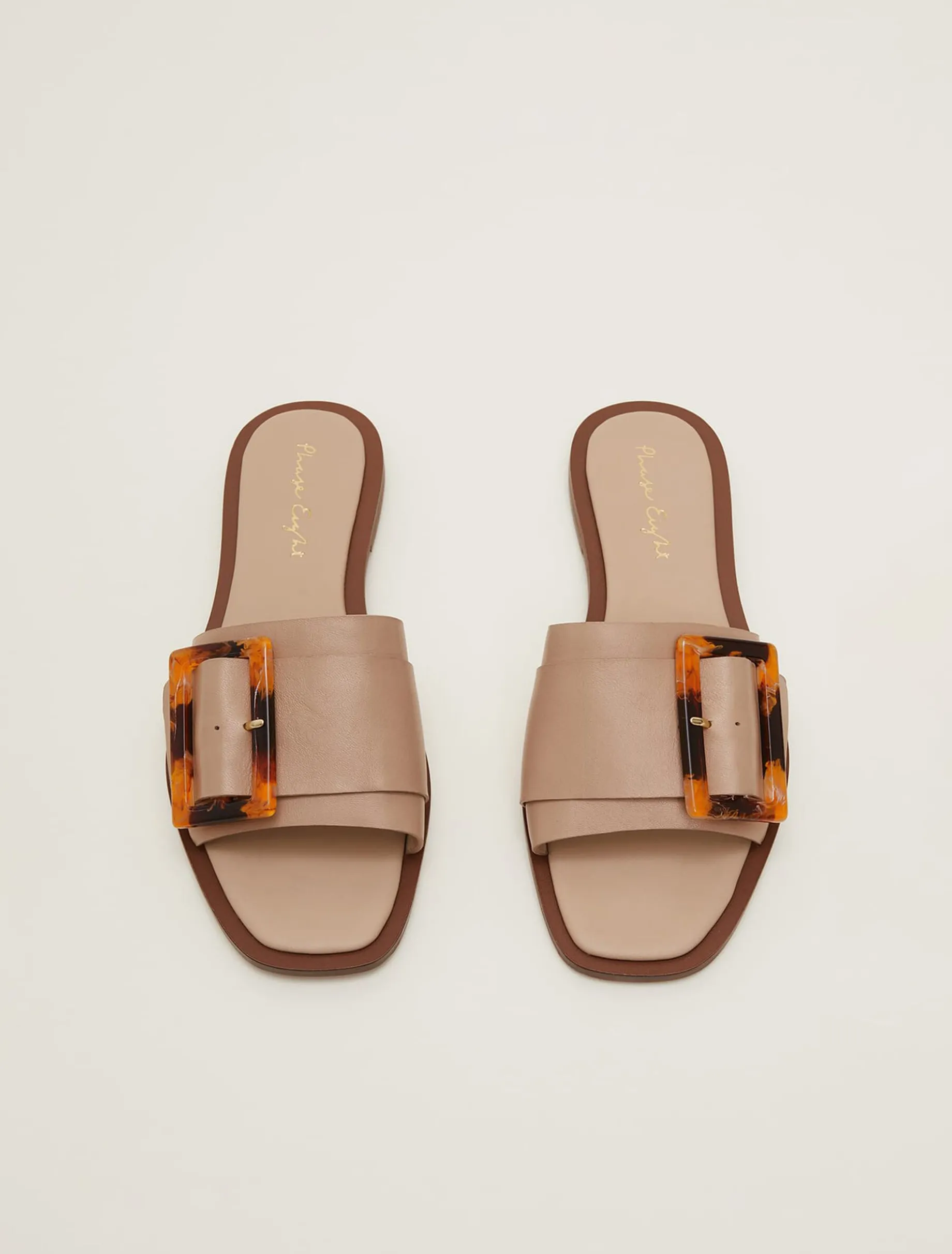Sandals & Wedges^Phase Eight Leather Buckle Flat Sandals Neutral