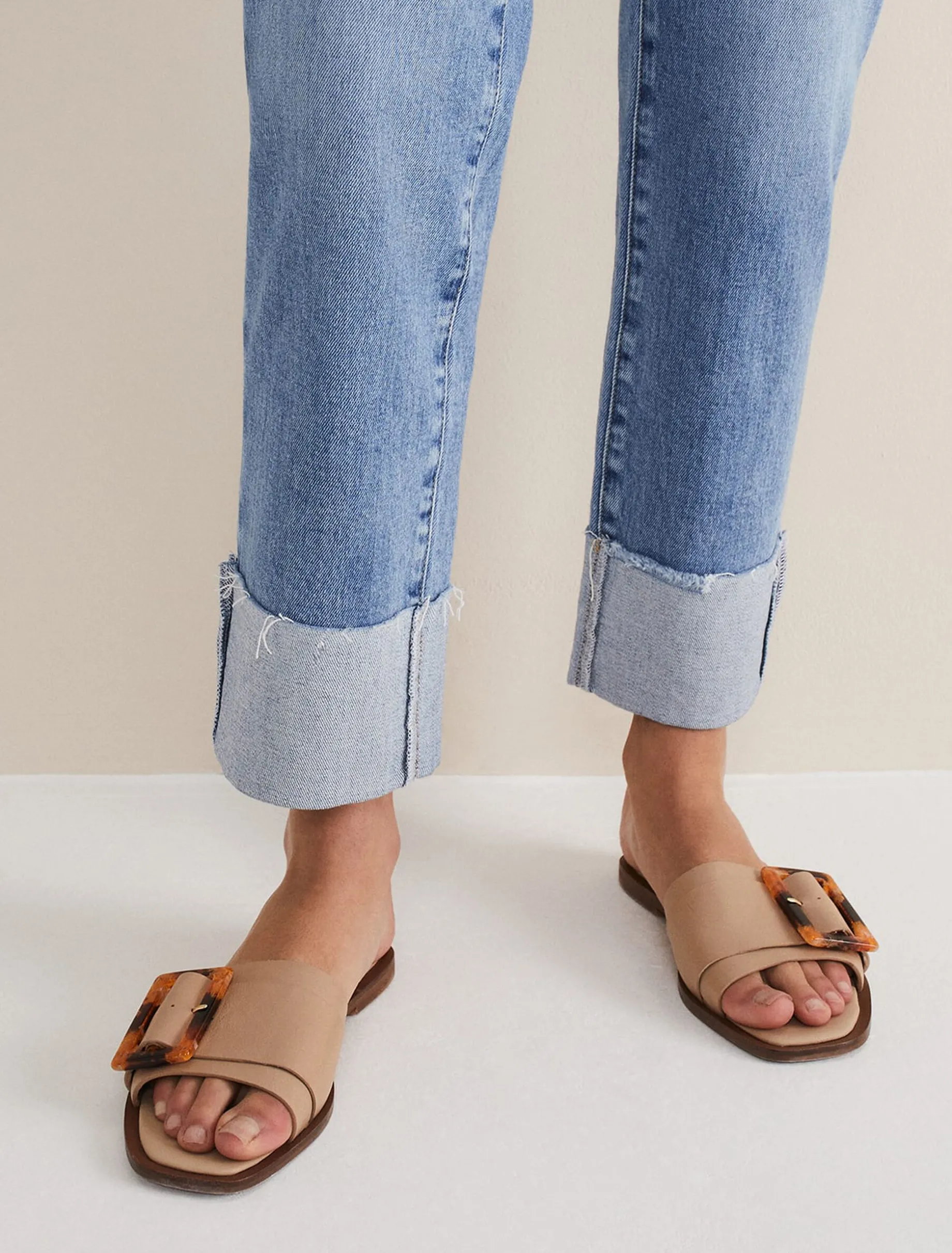 Sandals & Wedges^Phase Eight Leather Buckle Flat Sandals Neutral