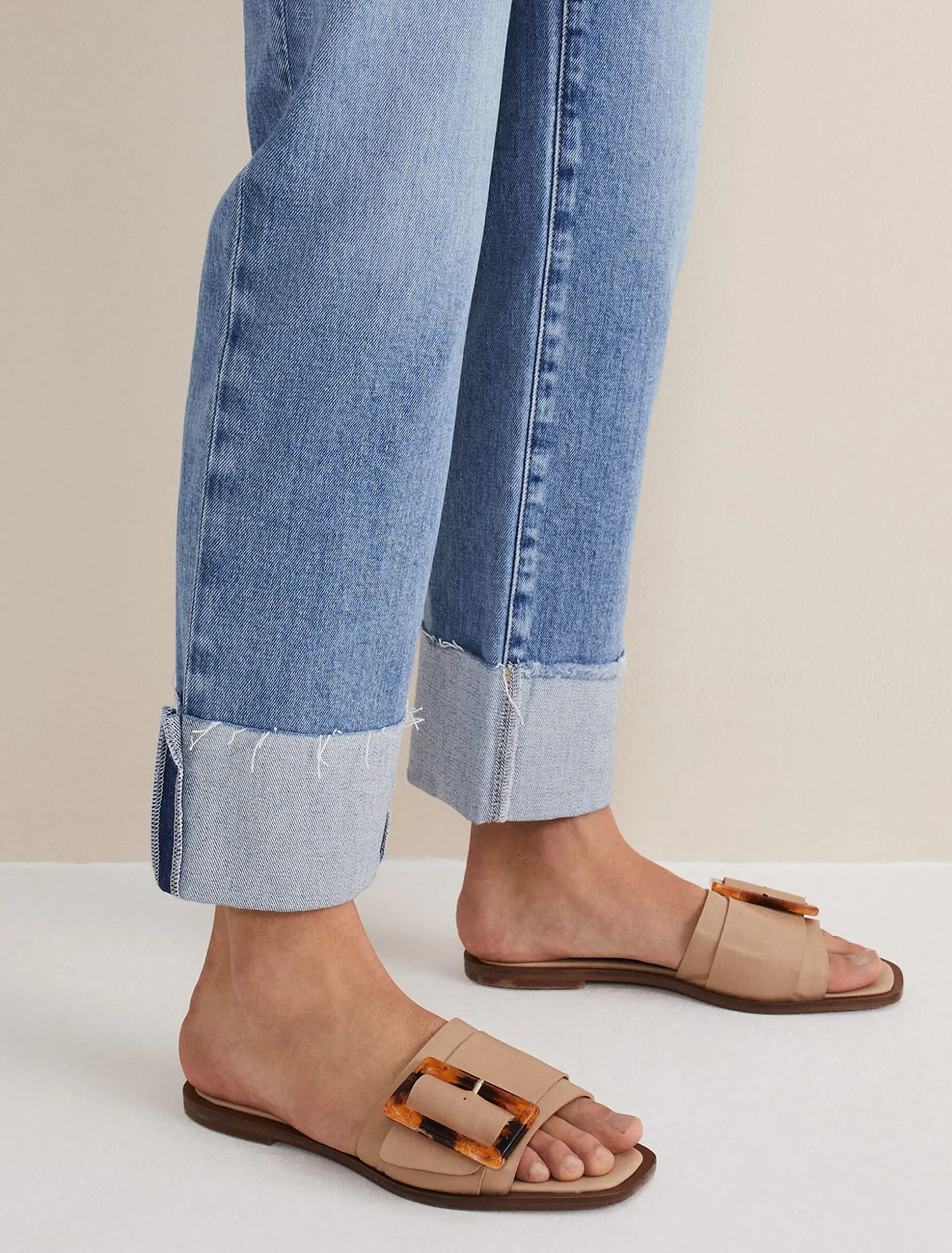 Sandals & Wedges^Phase Eight Leather Buckle Flat Sandals Neutral