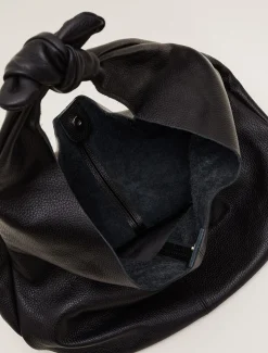 Bags^Phase Eight Leather Hobo Slouch Bag Black