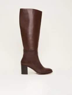 Heels^Phase Eight Leather Knee High Boots Chocolate