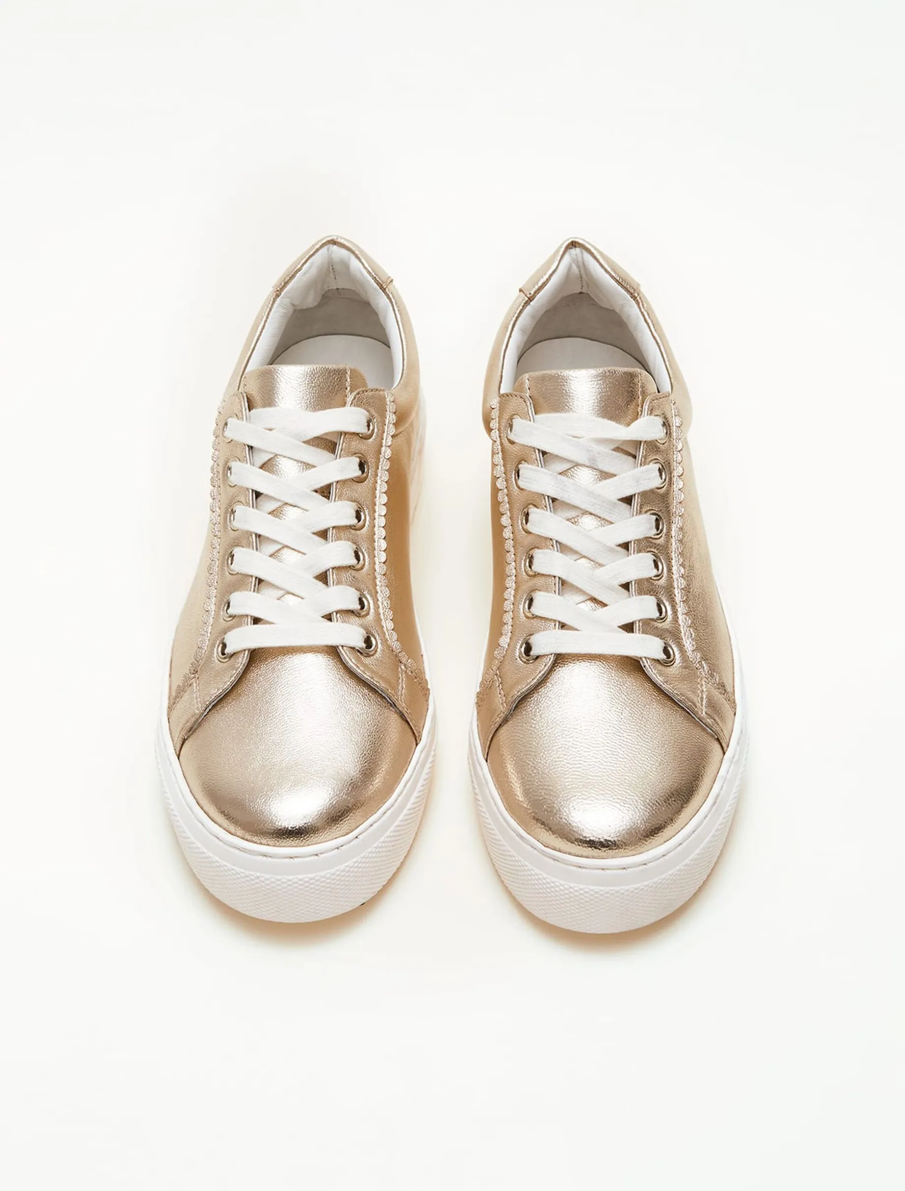 Flats^Phase Eight Leather Platform Trainers Gold