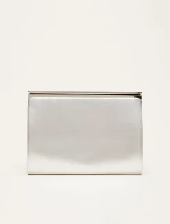 Bags^Phase Eight Leather Slim Clutch Bag Silver