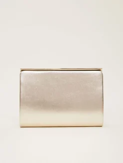 Bags^Phase Eight Leather Slim Clutch Bag Gold