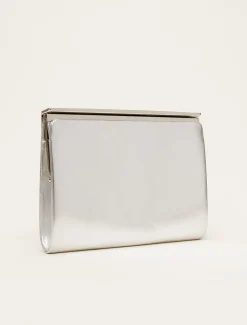 Bags^Phase Eight Leather Slim Clutch Bag Silver