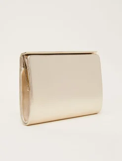 Bags^Phase Eight Leather Slim Clutch Bag Gold