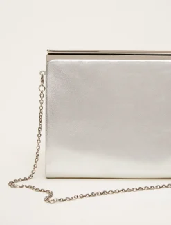 Bags^Phase Eight Leather Slim Clutch Bag Silver