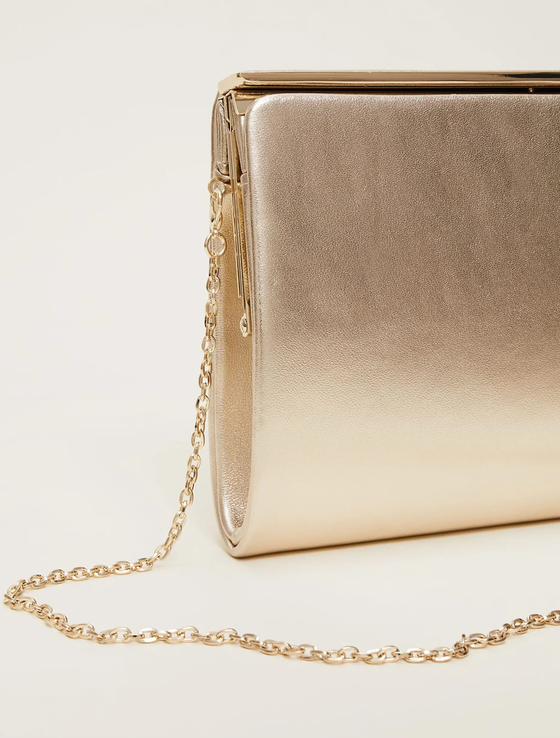 Bags^Phase Eight Leather Slim Clutch Bag Gold