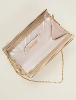 Bags^Phase Eight Leather Slim Clutch Bag Gold