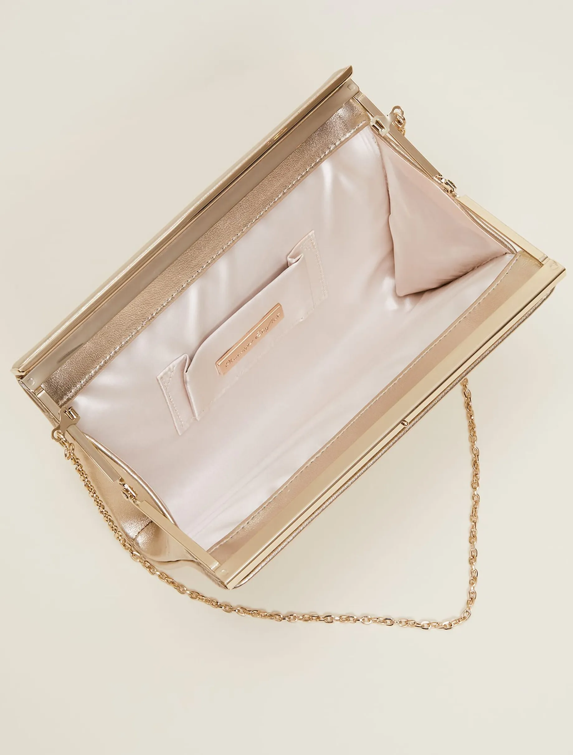 Bags^Phase Eight Leather Slim Clutch Bag Gold