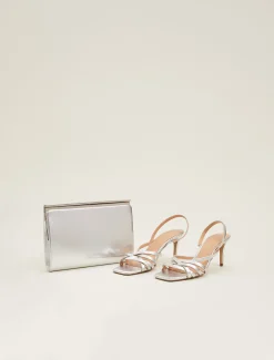 Bags^Phase Eight Leather Slim Clutch Bag Silver