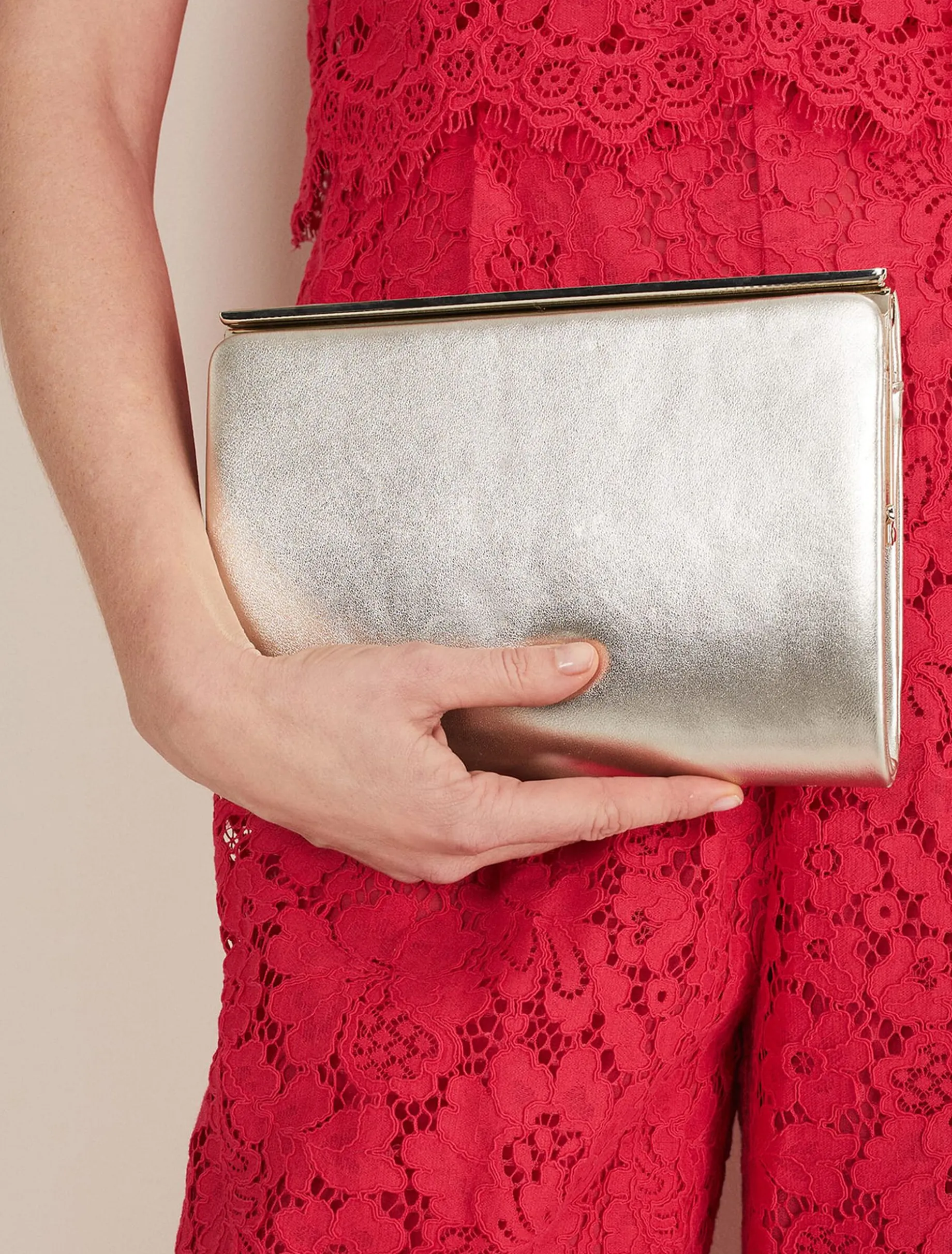 Bags^Phase Eight Leather Slim Clutch Bag Gold