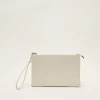 Bags^Phase Eight Leather Stitch Detail Clutch Bag Cream
