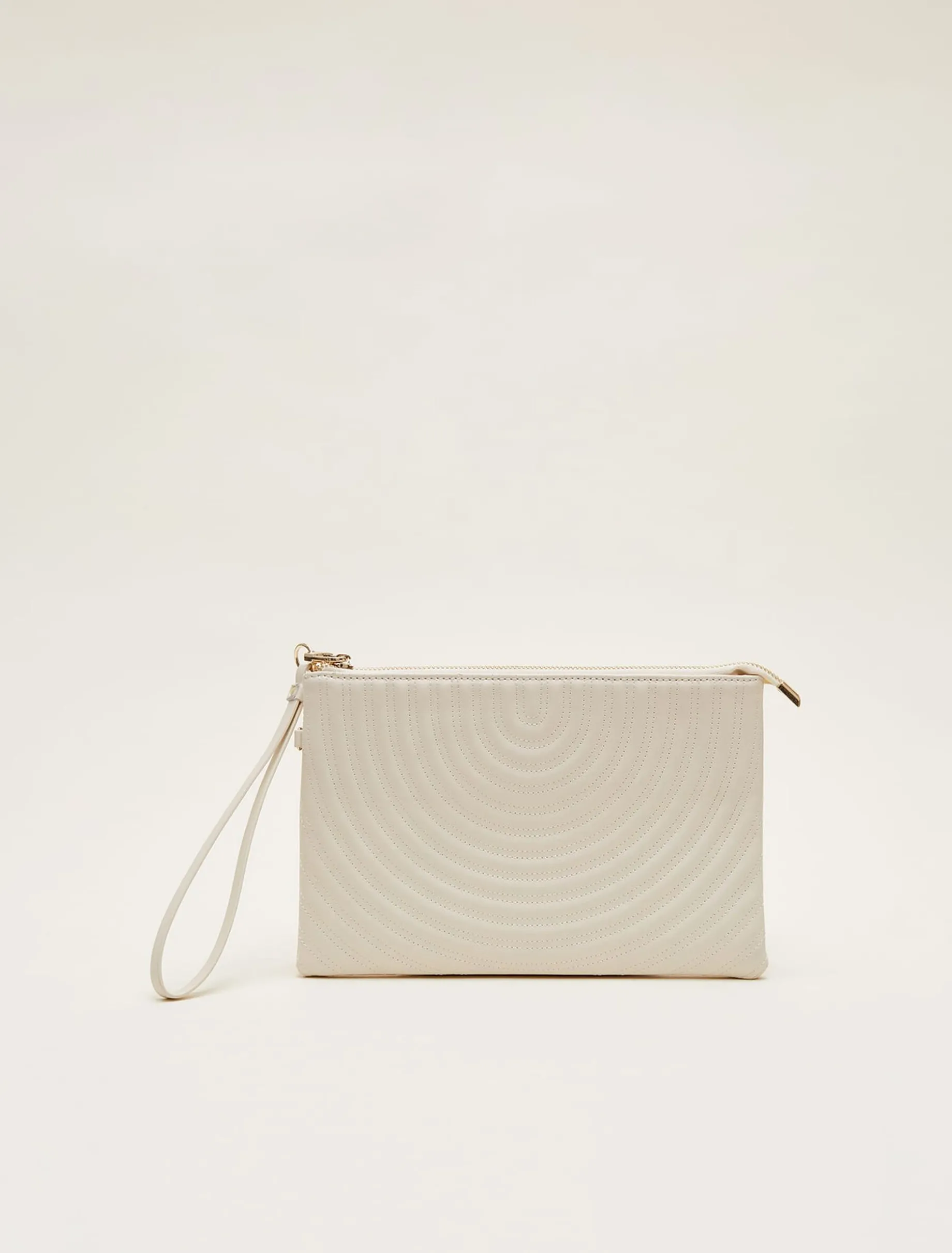 Bags^Phase Eight Leather Stitch Detail Clutch Bag Cream