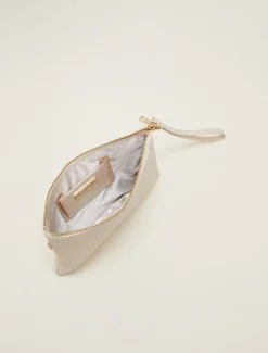 Bags^Phase Eight Leather Stitch Detail Clutch Bag Cream