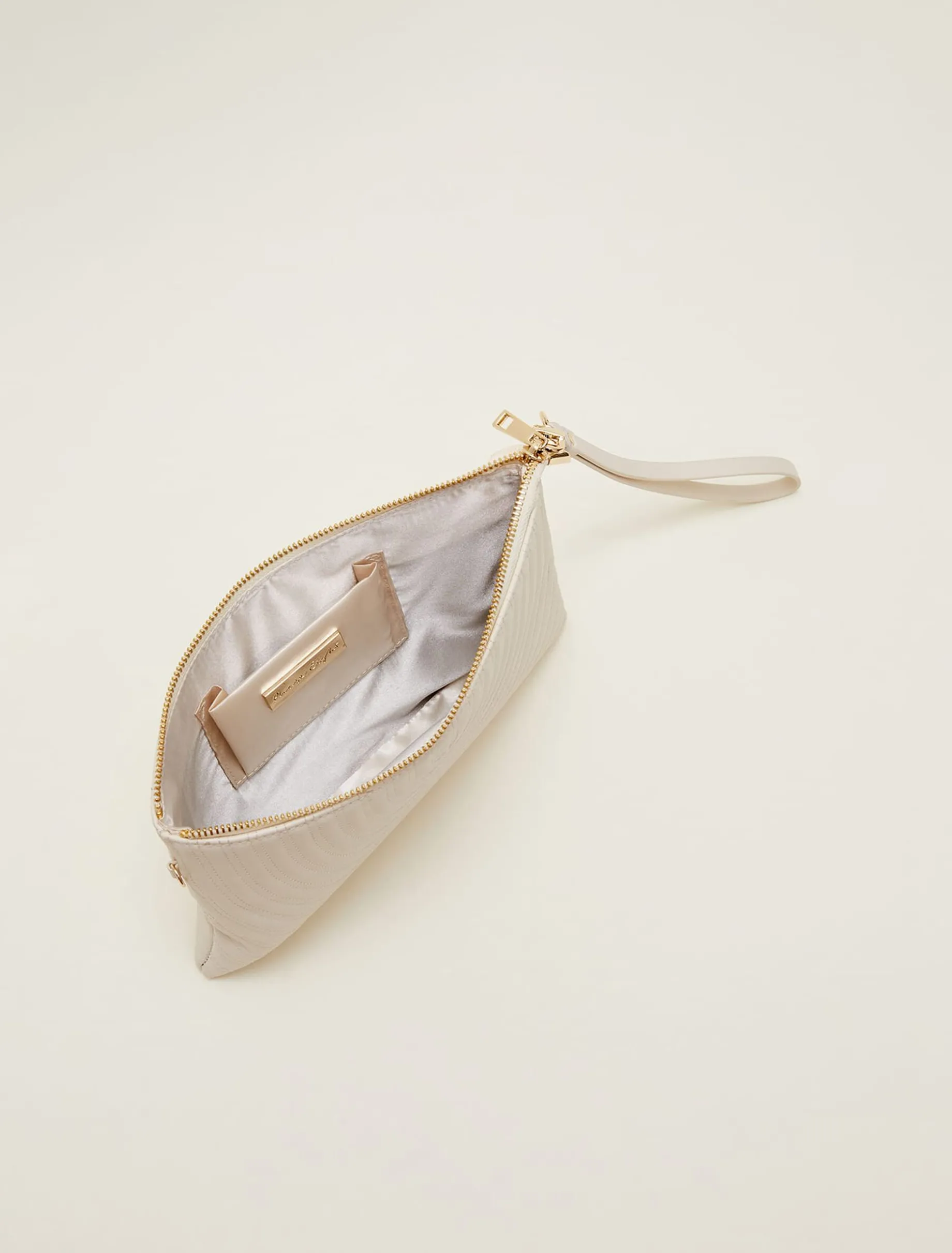 Bags^Phase Eight Leather Stitch Detail Clutch Bag Cream