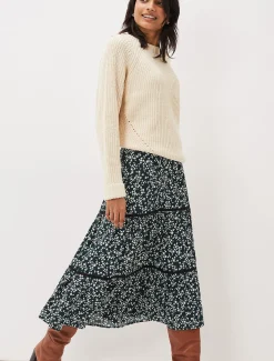 Skirts^Phase Eight Lennox Ditsy Print Tiered Maxi Skirt Green