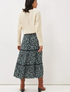 Skirts^Phase Eight Lennox Ditsy Print Tiered Maxi Skirt Green