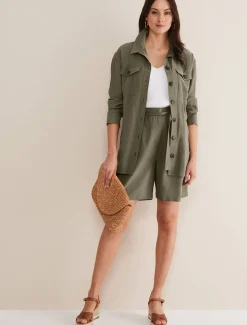 Trousers & Shorts^Phase Eight Leonar Co-Ord Short Khaki
