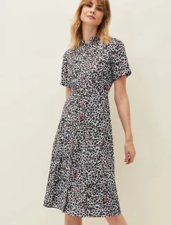 Dresses^Phase Eight Leonore Leopard Dress Blue/Multi