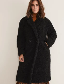 Coats^Phase Eight Libbie Longline Teddy Coat Black