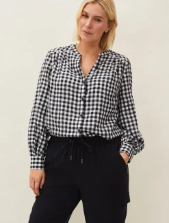 Shirts & Blouses^Phase Eight Lillia Gingham Shirt Navy/White