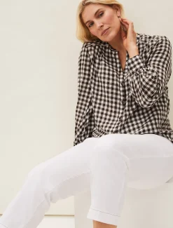 Shirts & Blouses^Phase Eight Lillia Gingham Shirt Chocolate/Ivory